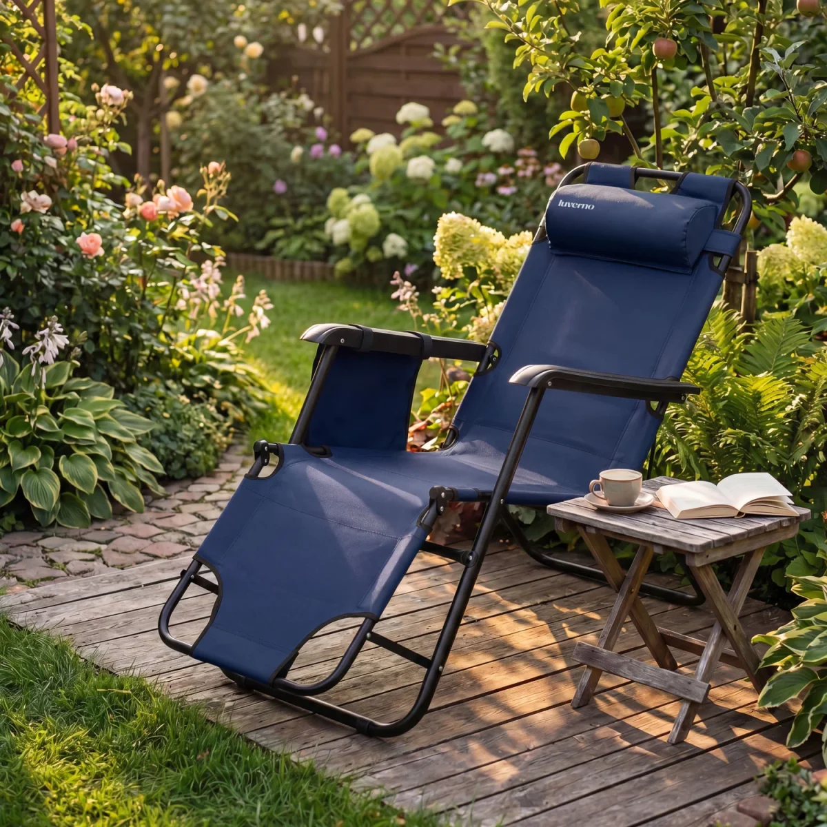 Sun Comfort 2-I-1 Luverno Sammenleggbar Hage-/Strandstol - Image 4