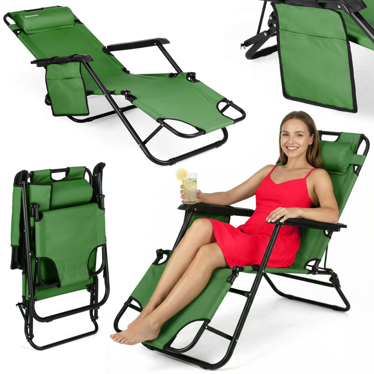 Sun Comfort 2-I-1 Luverno Sammenleggbar Hage-/Strandstol - Image 2