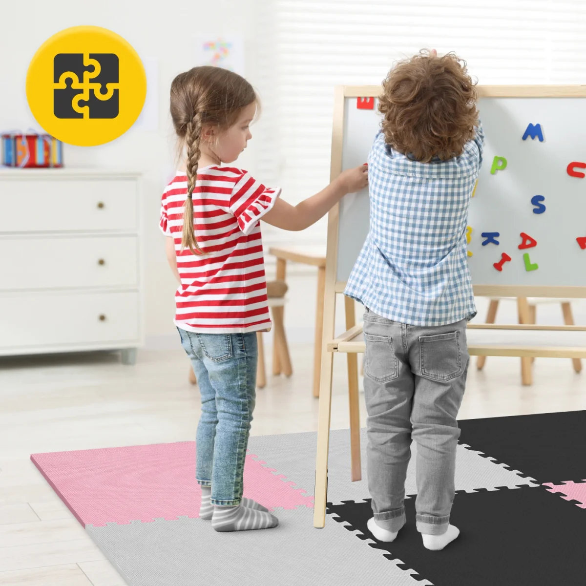 Pedagogisk Puslespillmatte For Barn 180 X 180 Cm Rosa - Image 9